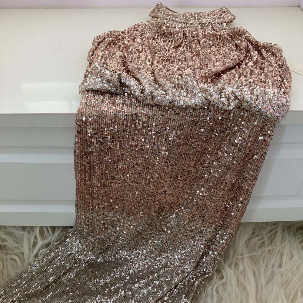 ELIZA J Sequined Zippered Halter Blouson Dress - Picture 6 of 14